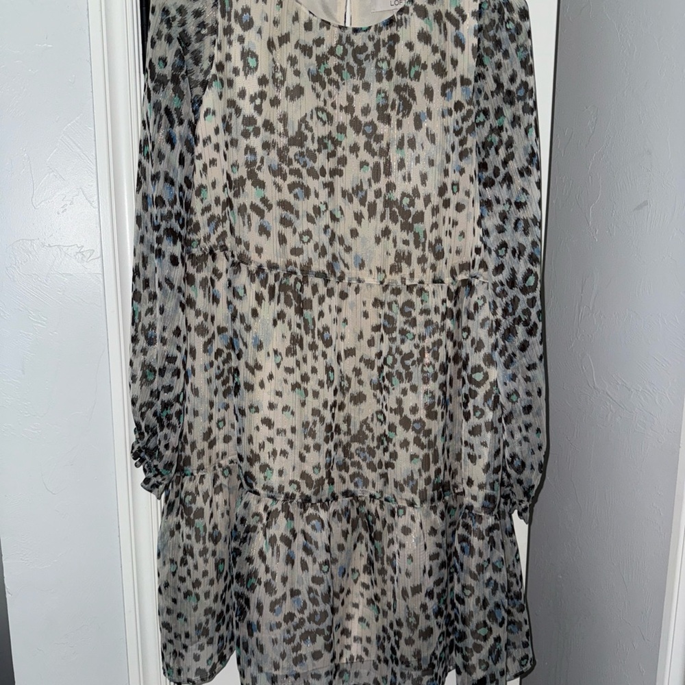 LOFT Backless Leopard Print Dress - Black and Cream